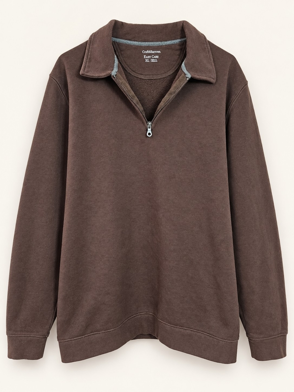 Croft & Barrow Brown Quarter Zip Pullover XL